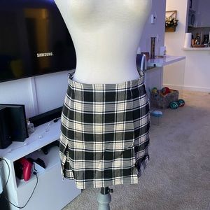Plaid Skort with Slits